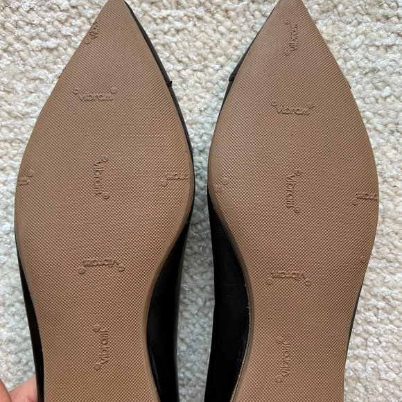 PRADA - Black Leather Bow Point Toe Ballerina Flats - Size 7 - Picture 5 of 5